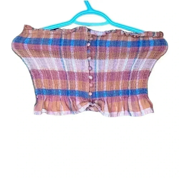 American Eagle size S tube bandeau summer top size S spring stripped button - Picture 1 of 3